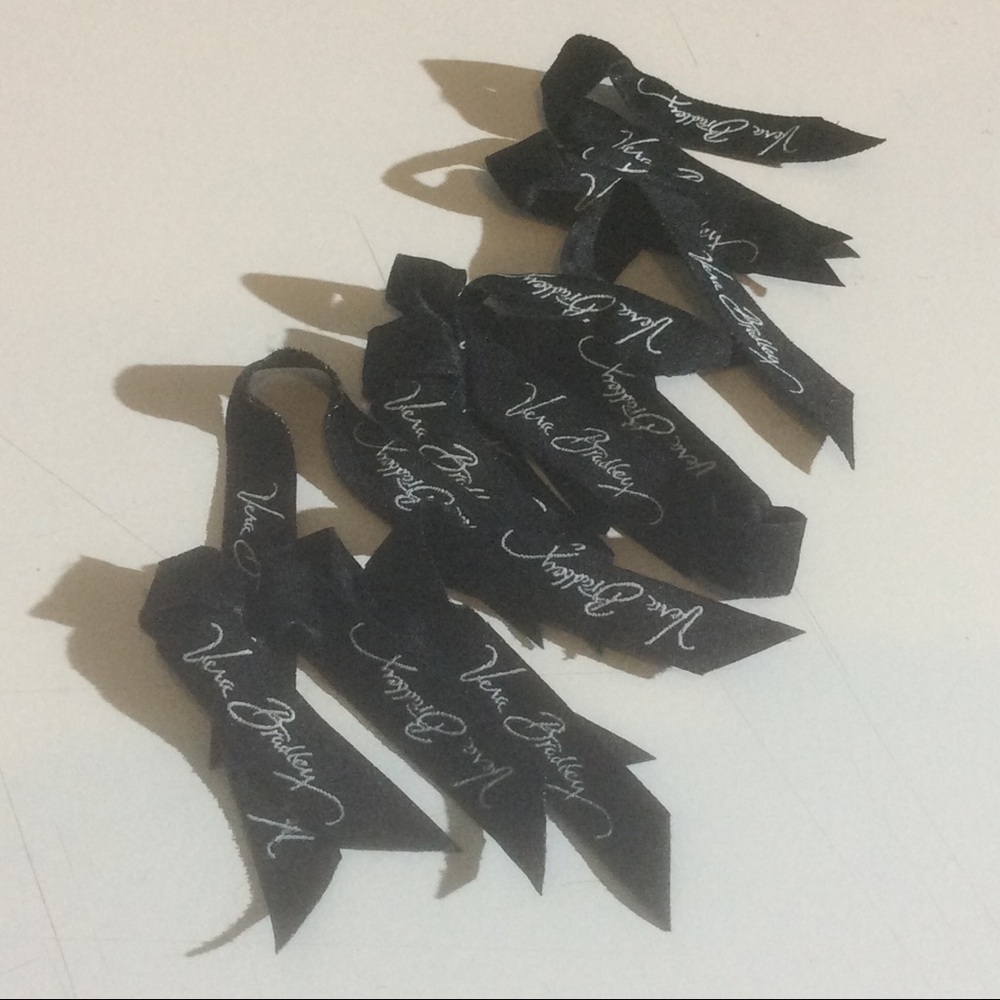 10 Vera Bradley Replacement Ribbon Zipper Pull Black White Script Lettering